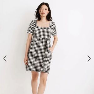 Madewell Allie Linen Blend Gingham Check Mini Dress - S